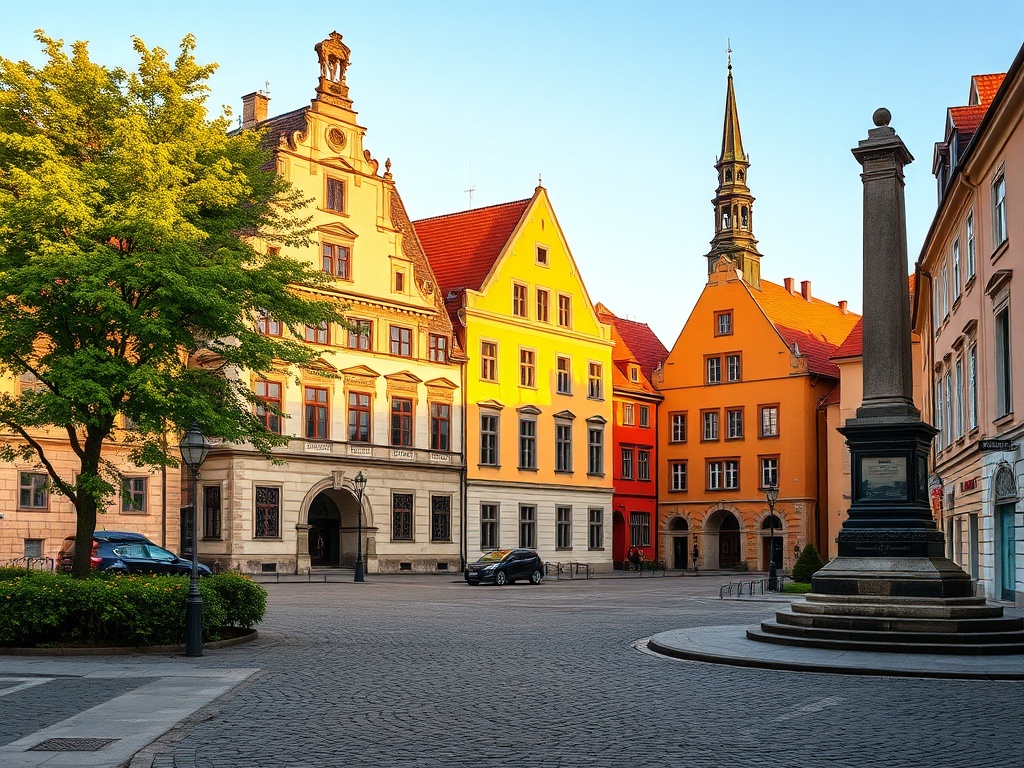 Widok architektoniczny Dębicy z przełomu XX i XXI wieku z zabytkami miasta