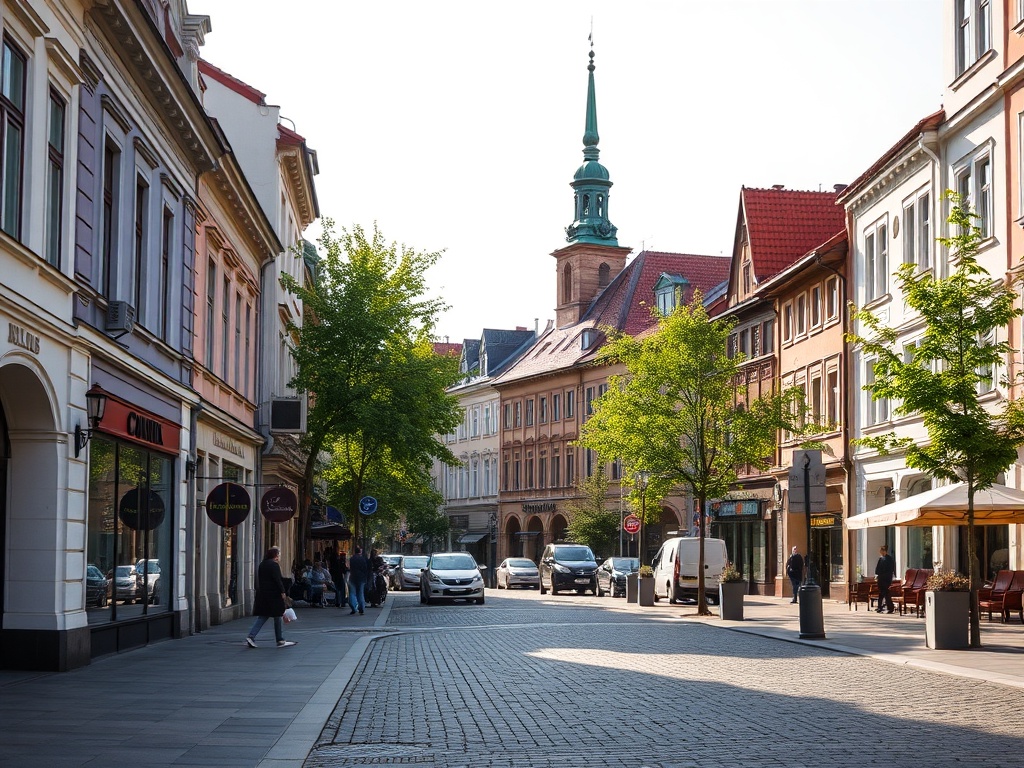Mapa infrastruktury Dębicy pokazująca rozmieszczenie sklepów, restauracji i placówek usługowych