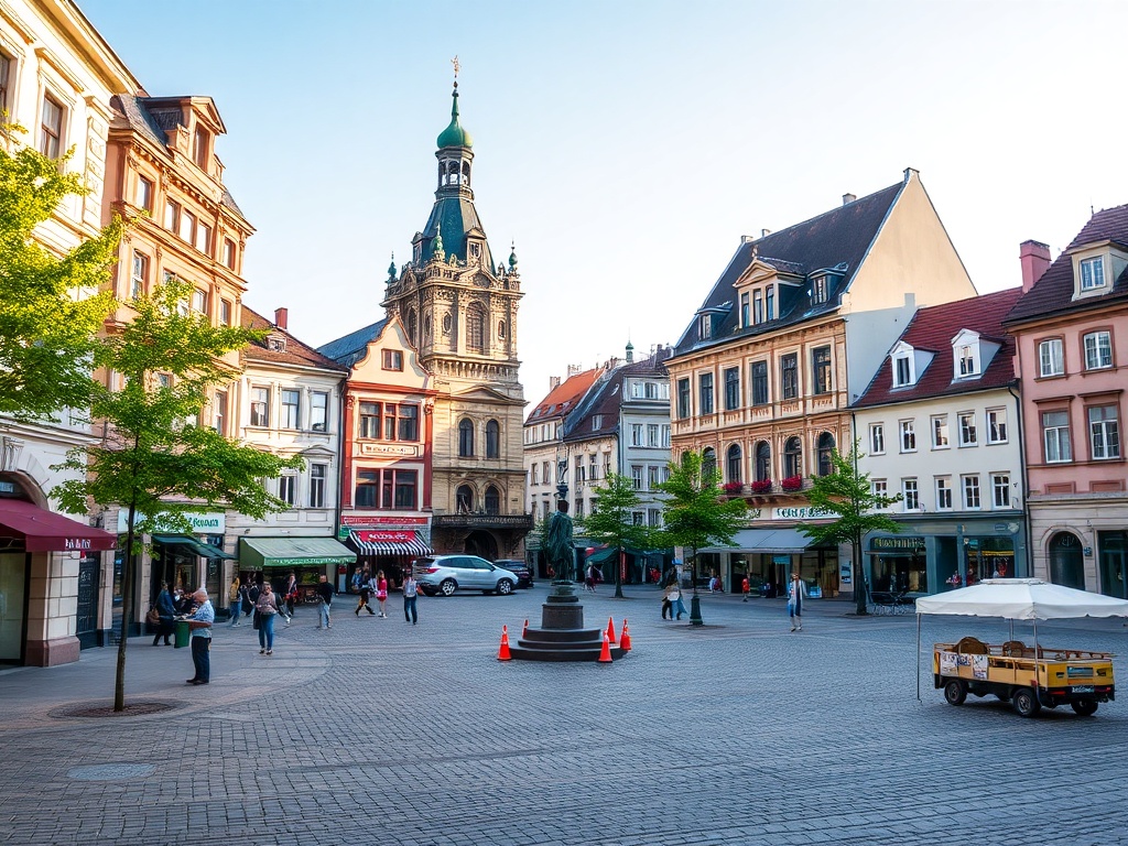 Mapa infrastruktury Dębicy pokazująca sklepy, apteki i miejsca kultury